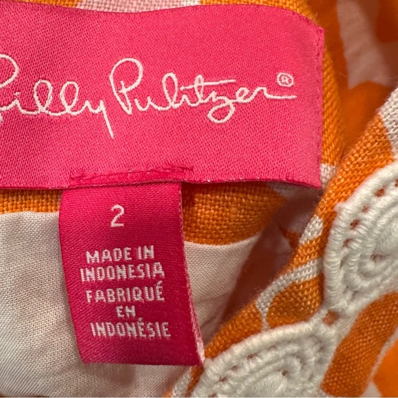 Lilly Pulitzer Dress Womens Dres Size 2 Orange/white Sheath Sleeveless Lined - Picture 15 of 15